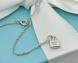 18&quot; Tiffany Mini Padlock Chain Necklace with 1.5mm Links in Sterling Silver - £156.83 GBP