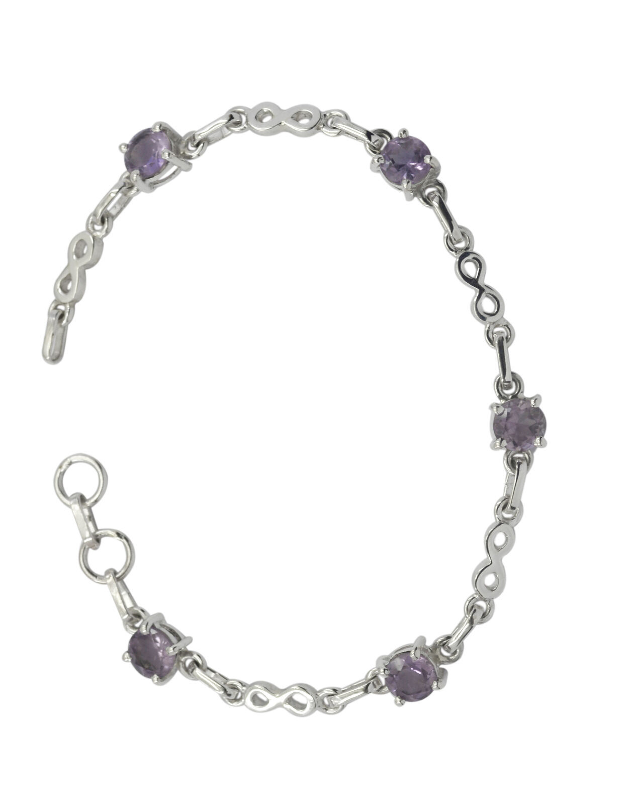 braccialetto viola dell&#39;argento sterlina solido dell&#39;ametista 925 elegan... - $32.15