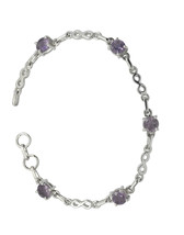 braccialetto viola dell&#39;argento sterlina solido dell&#39;ametista 925 elegan... - $32.15