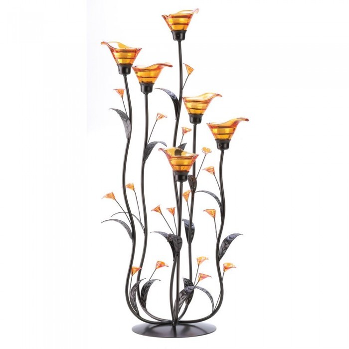  2 - Amber Calla Lily Candleholders - £88.21 GBP