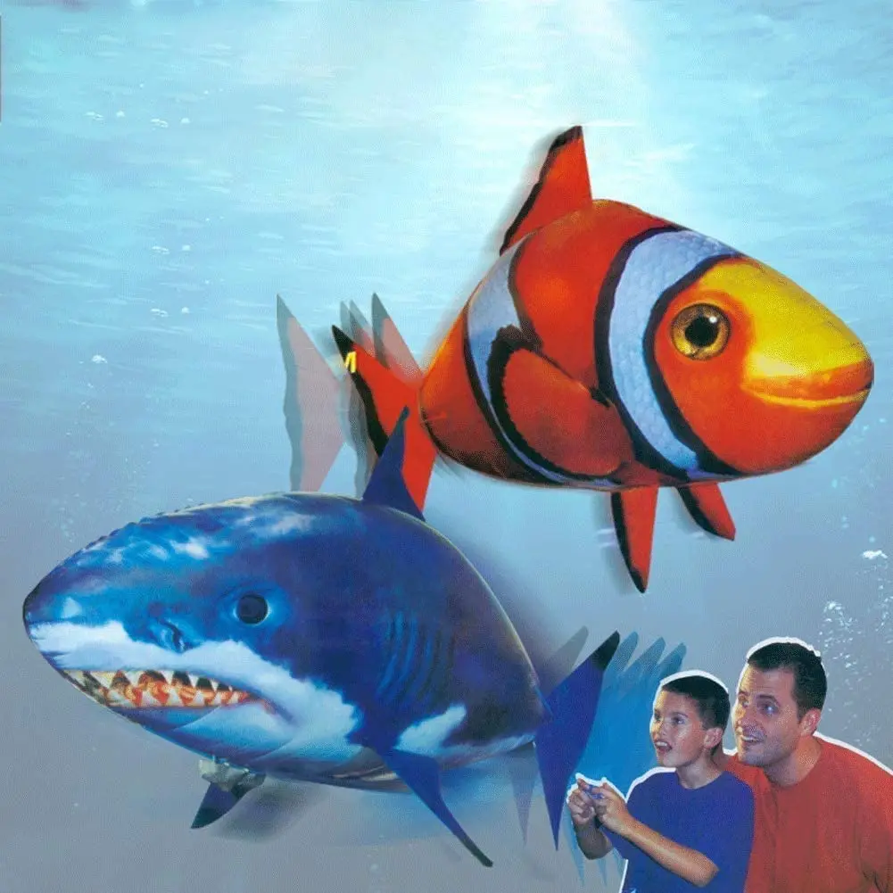 Remote Control Shark Toys Animal Toy Flying Swim Fish Infrared RC Air Balloons - £34.81 GBP