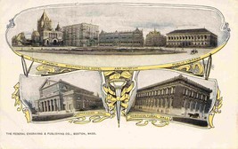 Trinity Church Art Museum Library Symphony Hall Boston Massachusetts postcard - £5.93 GBP