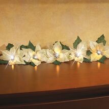 Lighted Christmas Garland 4-ft PreLit Poinsettia Mantel Door Holiday Dec... - $19.04