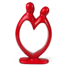 African Art Red Soapstone Sculpture  Lovers Heart Figure  8&quot; - $45.00