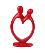 African Art Red Soapstone Sculpture  Lovers Heart Figure  8&quot; - £36.53 GBP