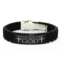 Motivational Christian Bracelet, Download your worries and get online with God., - £19.74 GBP