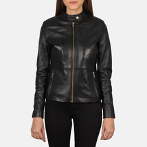 LE Rave Black Leather Biker Jacket - £109.83 GBP+