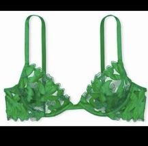 Victoria's Secret Very Sexy Ziggy Glam Floral Embroidery Demi Bra Green ... - $17.57