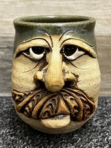 Ugly Funny Pottery 3D Face w/ Mustache Coffee Mug Cup - £16.94 GBP