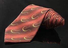 Salvatore Pellegrino Red with Gold geometric shapes, Silk Tie - $8.42