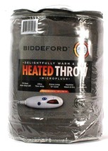Biddeford Heated Throw Microplush Gray 50 X 62 In 10 Hr Auto Shut Off Long Cord - $83.99