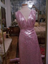 4yds Designer Fabric French Silk Chiffon Lt Pink Stunning Metallic Silver Design - £75.61 GBP