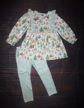 NEW Boutique Girls Christmas Ruffle Tunic &amp; Leggings Outfit Set - £13.50 GBP