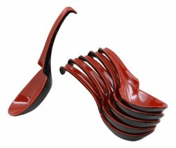 Asian Red Black Melamine Ladle Style Spoons Pack Of 6 Set With Notch And Hook - £11.83 GBP