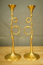 L&#39;Objet EVOCA Bamboo Trumpet Candlesticks Elad Yifrach 24KT Gold Plated ... - $494.99