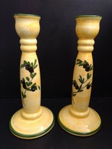Hand Painted Ceramic Candle Holders Yellow w/ Olives -CPP Padilla Padilla Spain - £17.97 GBP