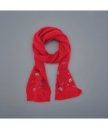New Karl Lagerfeld Paris Scarf with Embroidered Hearts and Glasses Red - $49.94