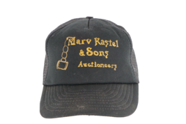 Vintage 80s Marv Kastel &amp; Sons Auctioneers Spell Out Trucker Hat Snapback Black - £15.56 GBP