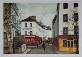 Postcard PARIS Montmartre rue Norvins Artwork Reprint France French Street - £9.20 GBP