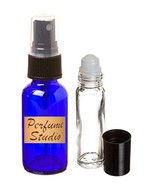 Essential Oil Blue Glass Bottles. (6) 1oz / 30ml Spray with Black Top an... - $23.30 CAD