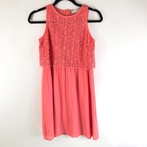 Ann Taylor Loft Shift Dress Sleeveless Crochet Overlay Salmon Pink 0P Petite - £11.44 GBP