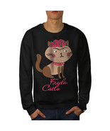 Frida Kahlo Cat Jumper Funny Men Sweatshirt - £15.17 GBP