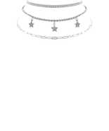 Rhinestone Star Charm 3 Layered Necklace - £15.18 GBP