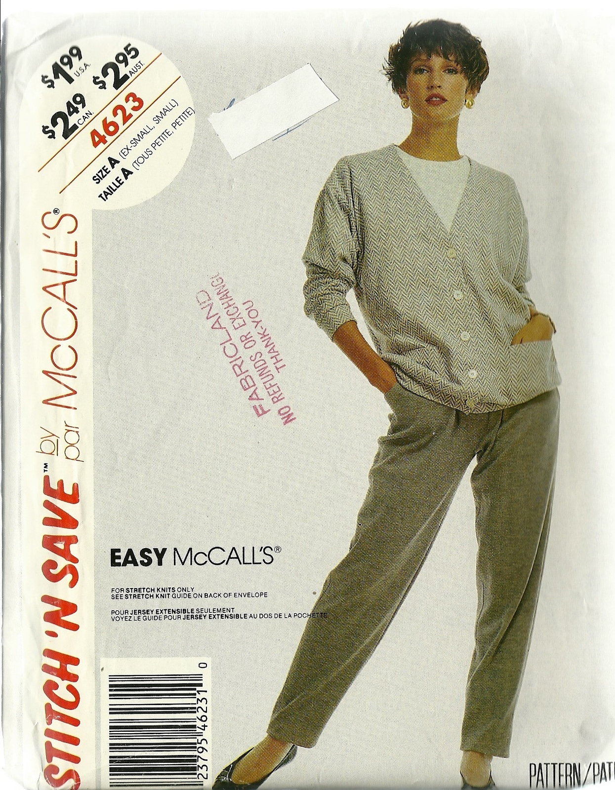 McCall's Sewing Pattern 4623 Misses Womens Cardigan Sweater Pants 6 8 10 12 New - $9.99
