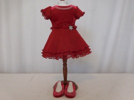  American Girl Doll Merry and Bright Red Snowflake Dress +  Shoes  Retired - £21.98 GBP