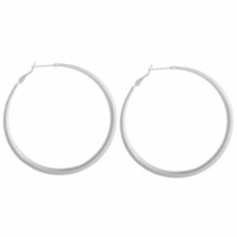 Large Metal Hoop Earrings Matte` Silvertone - £11.68 GBP