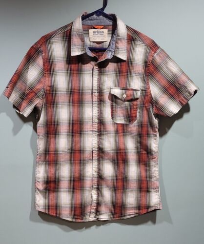 Primary image for Urban Pipeline Mens Short Sleeve Button Up Plaid Shirt Large Max Flex 