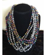 3 Faceted Glass Beads Statement Necklaces Knotted Long Continuous Infini... - £21.52 GBP