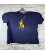 Polo Ralph Lauren Mens 4XB T-Shirt Navy Blue Crewneck Rainbow Jockey Big... - $746.75 MXN