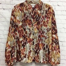 Christopher &amp; Banks Womens Blouse Multicolor Abstract Long Sleeve V Neck L - $9.89