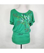 Coogi Top Womens Size Med Vintage 90s Y2k Streetwear Green Geometric Print - $19.55