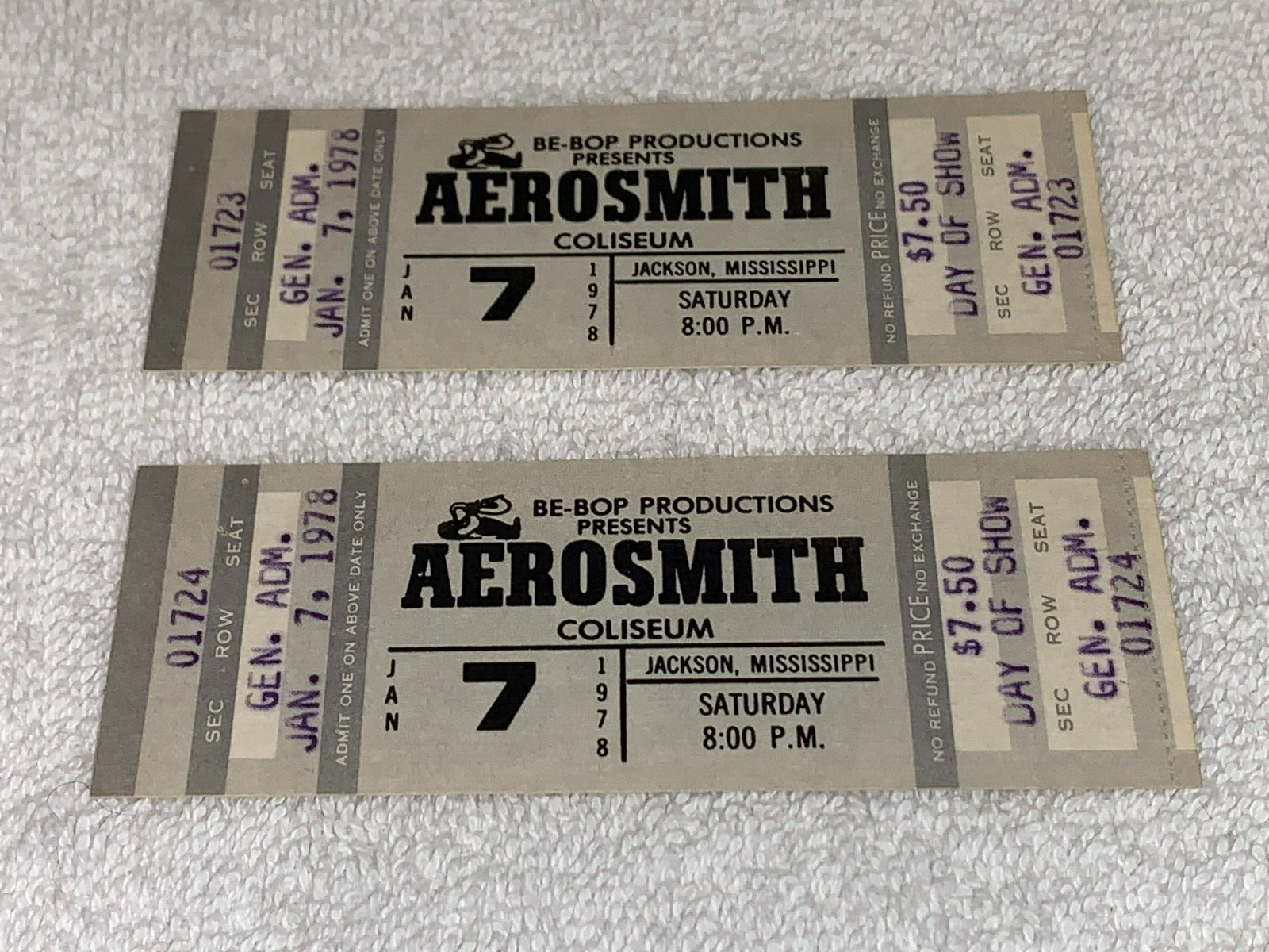 Primary image for AEROSMITH 2 ORIGINAL 1978 UNUSED CONCERT TICKETS  DAY OF SHOW STEVEN TYLER USA