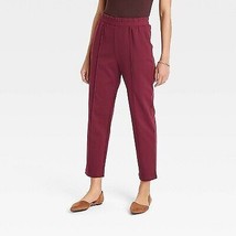 Women&#39;S High-Rise Regular Fit Tapered Ankle Knit Pants - Burgundy M - £20.71 GBP