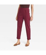 Women&#39;S High-Rise Regular Fit Tapered Ankle Knit Pants - Burgundy M - £20.45 GBP