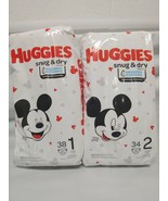 Huggies Disney Mickey Mouse Snug &amp; Dry Size 1- 38 Ct and Size 2- 34 Ct D... - £29.98 GBP