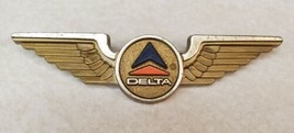 Vintage Delta Airlines Jr Pilot Wings Stoffel Gold Plastic Pin Orange Navy Logo - £11.47 GBP