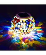 Color Changing Solar Powered Glass Mosaic Ball Led Garden Lights, Rechar... - $32.99