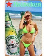 Heineken Beer Bikini Model Vintage Novelty Metal Sign 12&quot; x 8&quot; Wall Art - $9.48