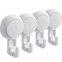 Shower Suction Cup Hooks- 4 Pack Reusable Heavy Duty Vacuum Suction Hooks, Water - £22.37 GBP