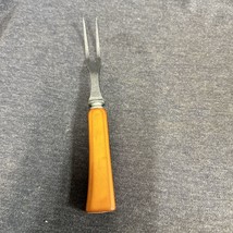 Vintage Replacement Carving Fork Butterscotch Bakelite Handle Stainless Steel - £6.98 GBP
