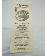 *Permanently Closed* Vintage Dynasty Chinese Restaurant Menu - $27.06 CAD