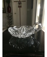 Vintage Crystal Cut Glass Candy Nut Dish with Finger Loop Handle - $38.47 CAD