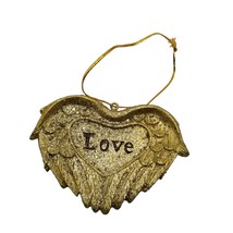 Angel Wings Christmas Ornament LOVE Gold Glitter Heaven Remembrance Holiday - £10.76 GBP