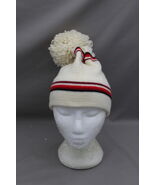 Vintage Wool Toque - White Big Pom Pom - Adult Stretch Fit - $49.00