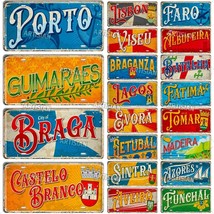 Portugal Landmark License Plate, Portuguese City Metal Sign, Vintage Wall Decor - £14.12 GBP