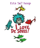 Cat in the Hat Dr Seuss digitized filled embroidery design Digital Download - $6.11 CAD